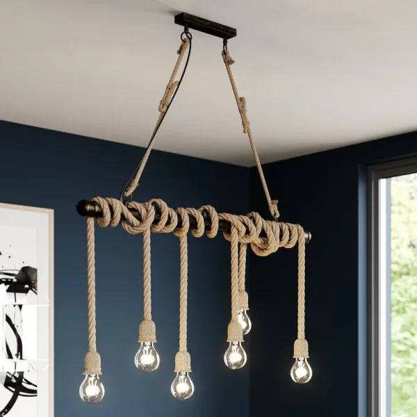 Lindby -  Pendellampe Hajo, 100 cm, sechsflammig, Tauseil