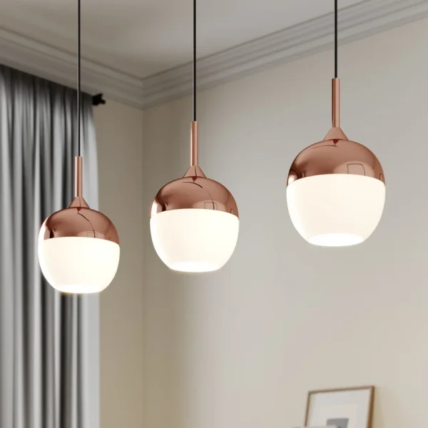 Lindby -  Pendellampe Rangina, 100 cm, kupfer, 3-flammig, Glas