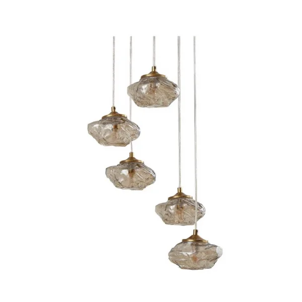 Lindby - Piatra 5 Cluster Pendelleuchte Bernstein/Messing