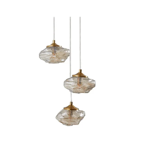 Lindby - Piatra Cluster Pendelleuchte Cognac/Messing