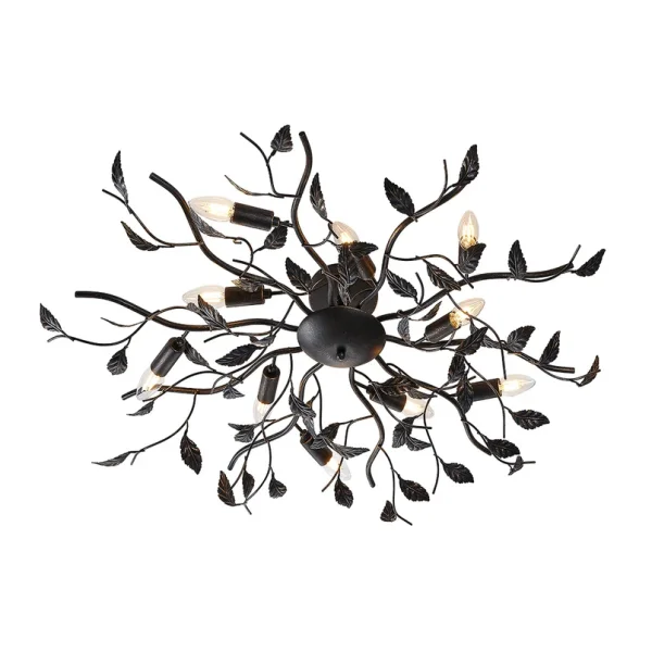 Lindby - Yos Deckenlampe, 10-flg., 95 cm, schwarz-gold, E14