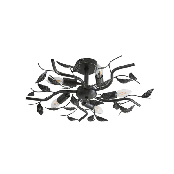 Lindby - Yos Deckenleuchte, 58 cm, 5-flammig, schwarz-gold, E14