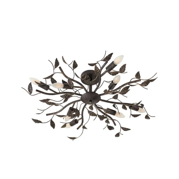 Lindby - Yos Deckenleuchte, 85 cm, 8-flammig, schwarz-gold