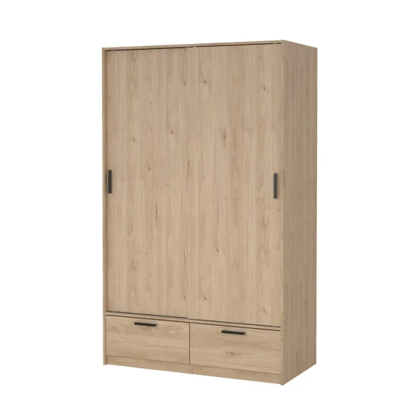 Line Kleiderschrank 2 Türen 2 Schubladen Nussbaum dekor.