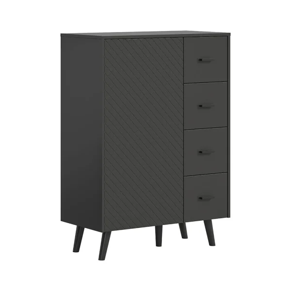 Linea Sideboard 4 Schubladen 1 Tür matt grau.