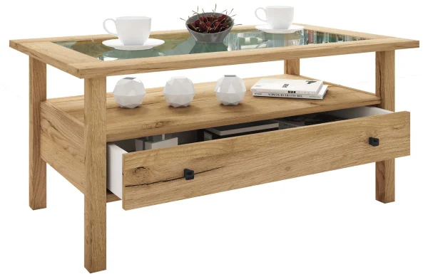 LingisL Couchtisch 1 Schublade 1 Ablage Eiche dekor.