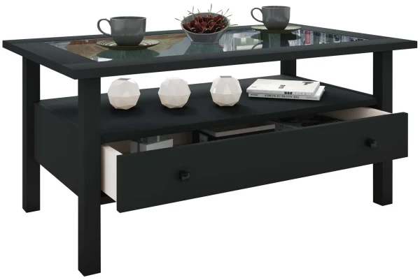 LingisL Couchtisch 1 Schublade 1 Ablage schwarz.