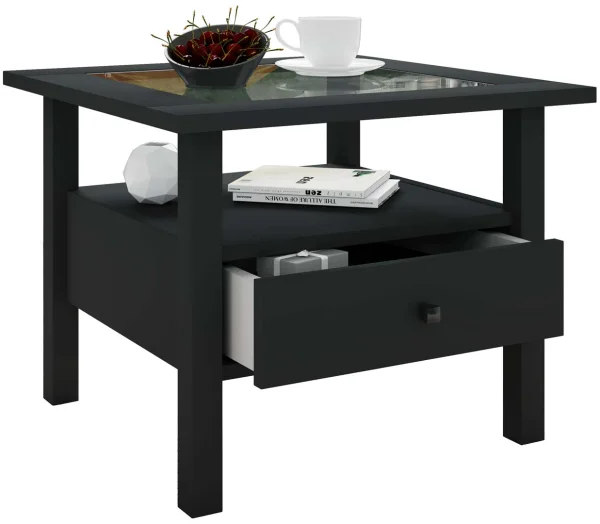 LingisM Couchtisch 1 Schublade 1 Ablage schwarz.
