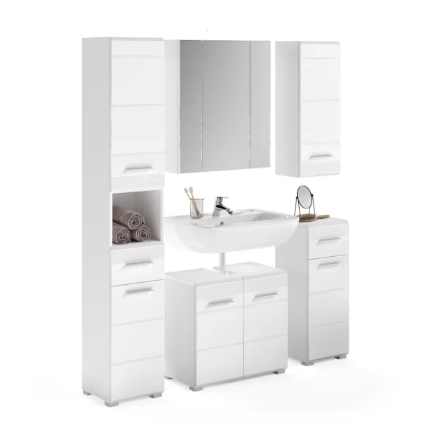 Linus Badmöbelset L7 Weiß hochglanz, weiß.