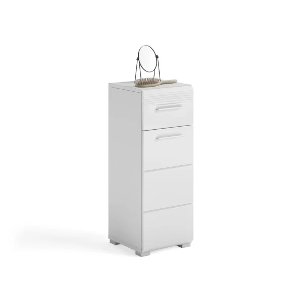 Linus Badschrank 1 Tür, 1 Schublade Hochglanz weiß,weiß.