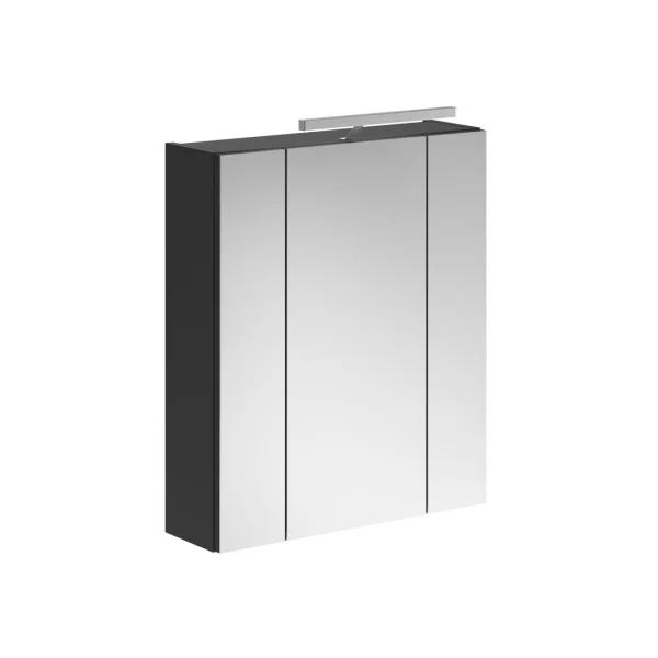 Linus Spiegelschrank Bad 3 Türen mit Licht schwarz.