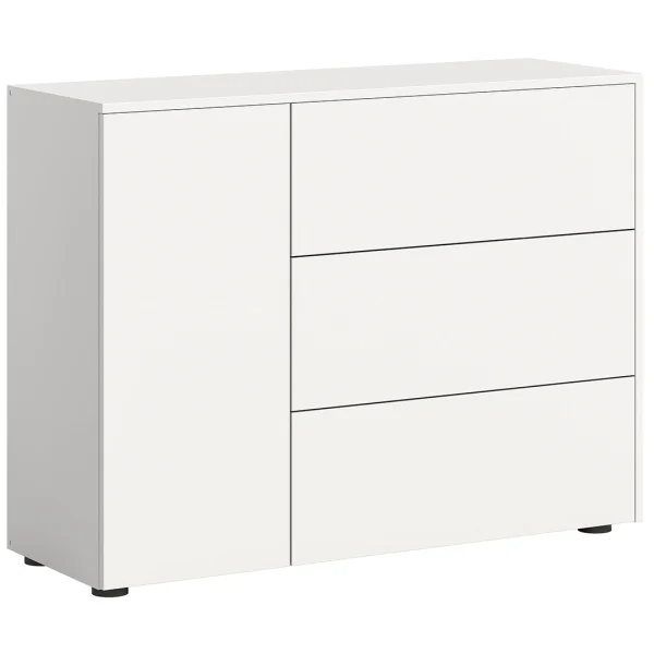 Loft Sideboard 3 Schubladen 1 Tür weiß.