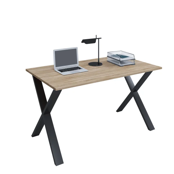 Lona Schreibtisch 140x80 cm X-Gestell Sonoma-Eiche dekor/Schwarz.