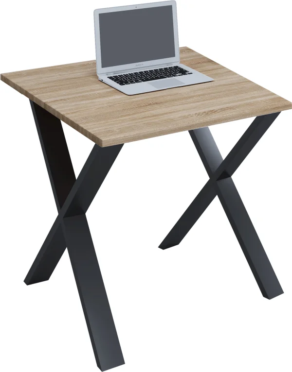 Lona Schreibtisch 80x80 cm X-Gestell Sonoma-Eiche dekor/Schwarz.
