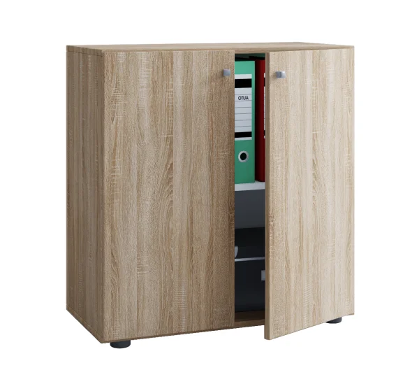 Lona Universalschrank Büro Kommode niedrig 2 Türen Sonoma-Eiche dekor.