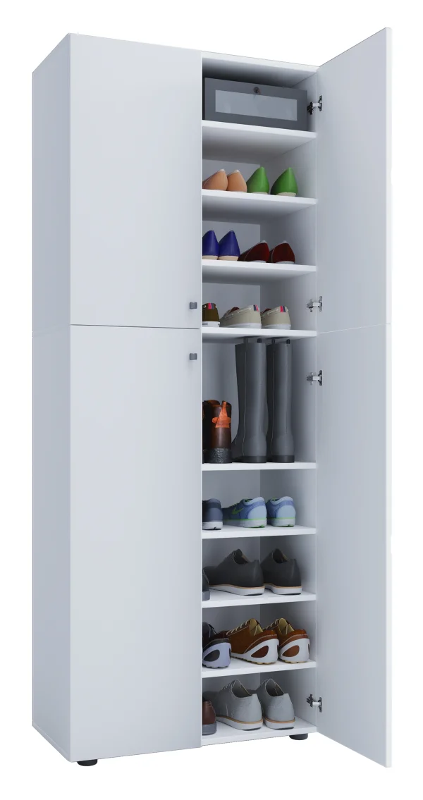 Lona XXL Schuhschrank 4 Türen Weiß.