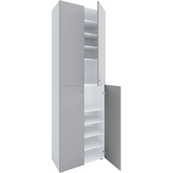Lona2XL10DT Schuhschrank 4 Türen weiß, grau.