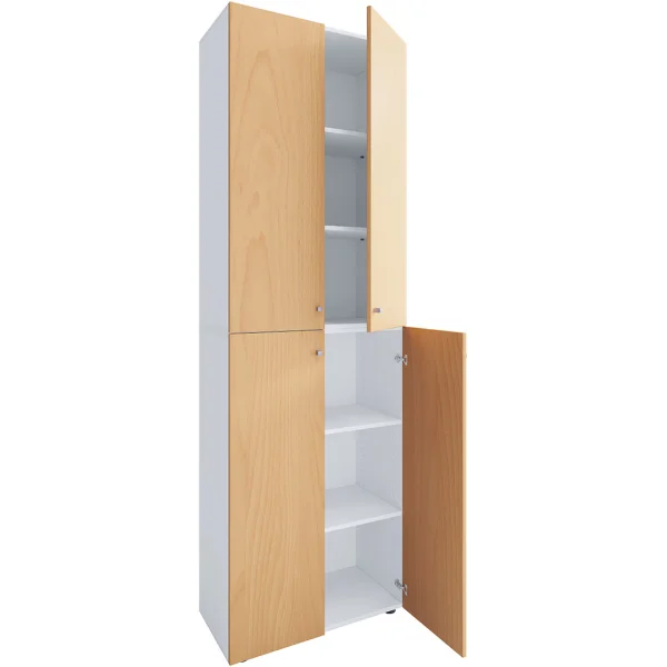 Lona2XLDT Büroschrank 4 Türen weiß, buche.