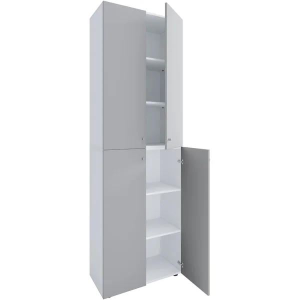 Lona2XLDT Büroschrank 4 Türen weiß, grau.