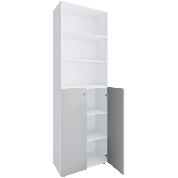 Lona2XLDTR Büroschrank 2 Türen weiß, grau.