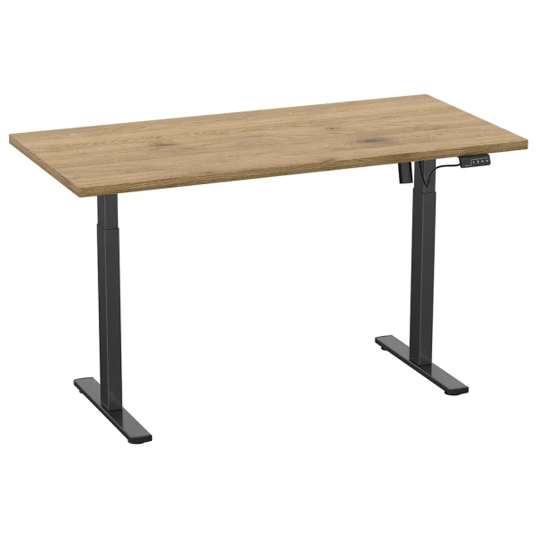 LonaE Schreibtisch elektrische Höhenverstellfunktion 110x80x71-120cm Eiche dekor, schwarz.