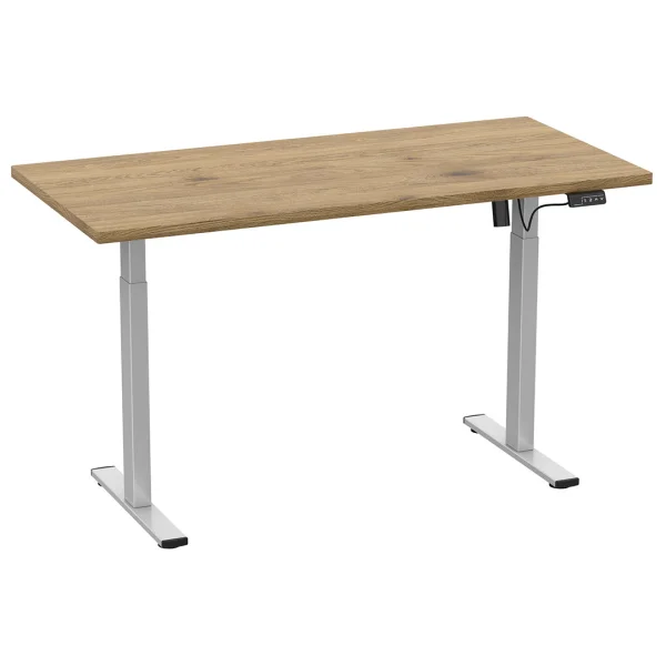 LonaE Schreibtisch elektrische Höhenverstellfunktion 110x80x71-120cm Eiche dekor, silberfarben.