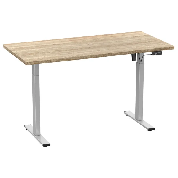 LonaE Schreibtisch elektrische Höhenverstellfunktion 160x80x71-120cm Eiche dekor, silberfarben.