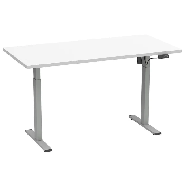 LonaE Schreibtisch elektrische Höhenverstellfunktion 160x80x71-120cm weiß, silberfarben.