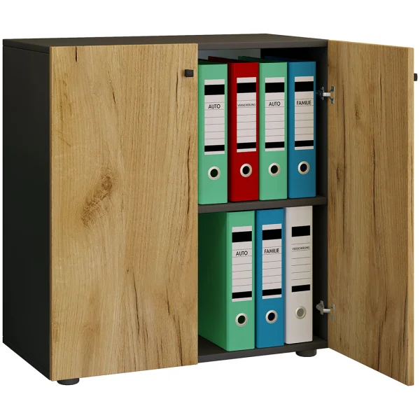 LonaLDT Büroschrank 2 Türen anthrazit, Eiche dekor.