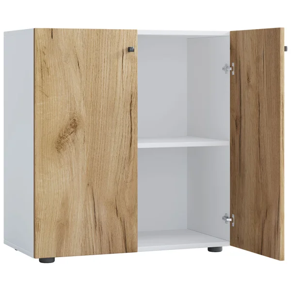 LonaLDT Büroschrank 2 Türen weiß, Eiche dekor.
