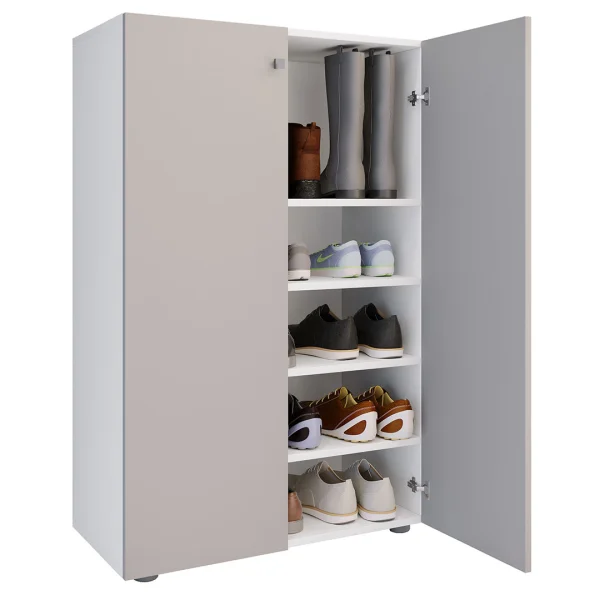 LonaXL5DT Schuhschrank 2 Türen weiß, grau.