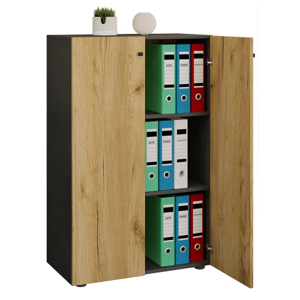 LonaXLDT Büroschrank 2 Türen anthrazit, Eiche dekor.