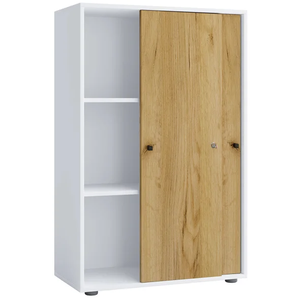 LonaXLST Büroschrank 2 Türen weiß, Eiche dekor.