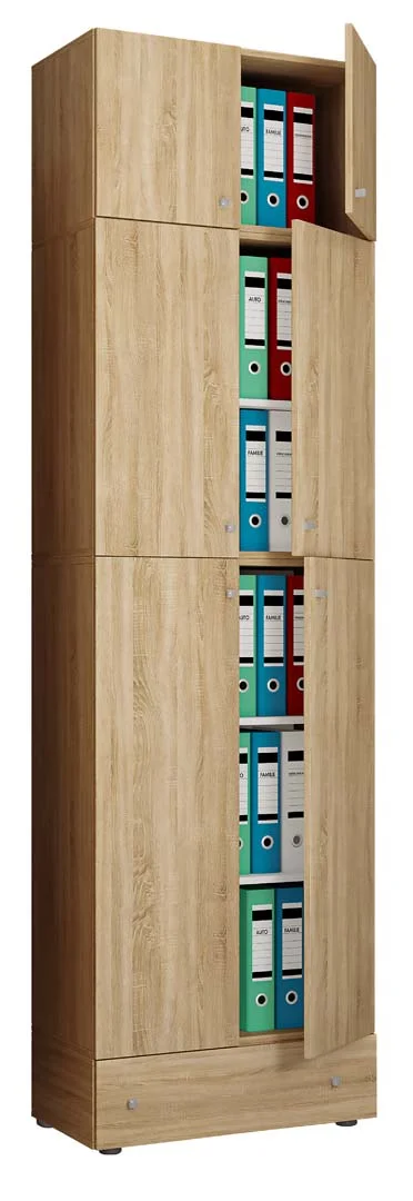 LonaXXL Büroschrank 3 Türen 1 Schublade Eiche dekor.