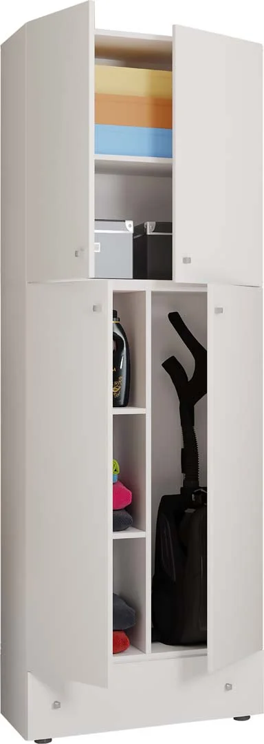 LonaXXL Kleiderschrank 4 Türen 1 Schublade weiß.