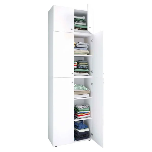 LonaXXL Kleiderschrank 6 Türen weiß.