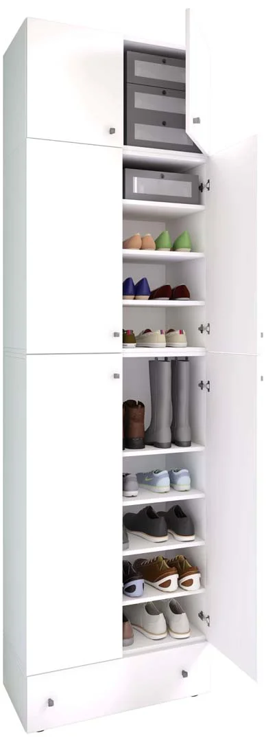 LonaXXL Schuhschrank 6 Türen 1 Schublade weiß.