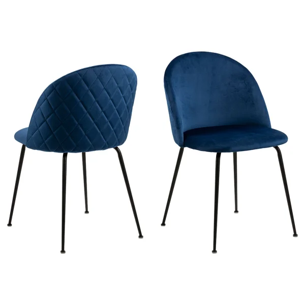 Louise Esszimmerstuhl Velour blau.