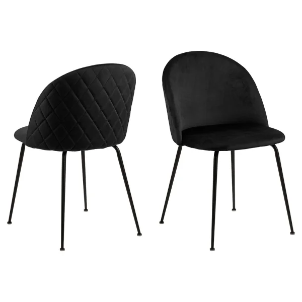 Louise Esszimmerstuhl Velour schwarz.