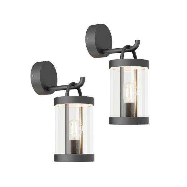 Lucande -  Außenwandlampe Cassian, 2er-Set, anthrazit, IP54