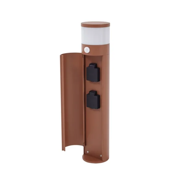 Lucande - Corban Sockelleuchte Steckdosen IP44 rostfarben Sensor