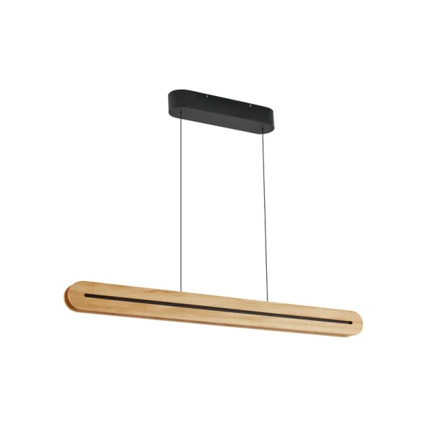 Lucande - Darnor LED-Pendelleuchte, Holz, CCT, Länge 100 cm