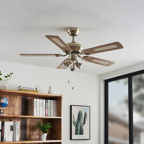 Lucande -  Deckenventilator mit Licht Anariki, leise, messing