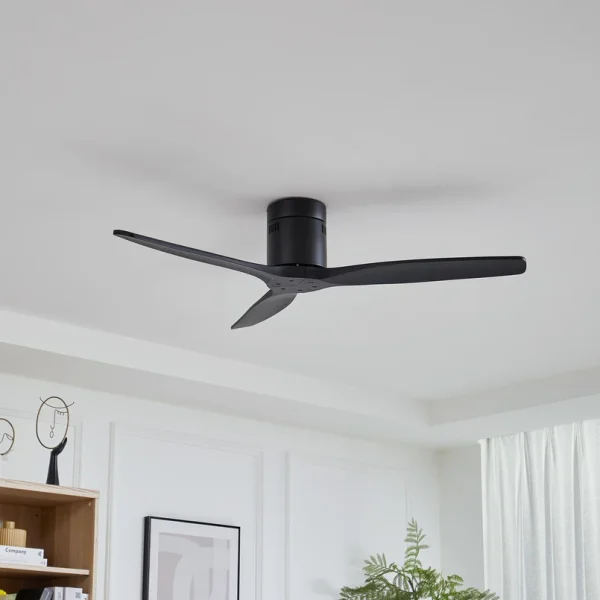 Lucande -  Deckenventilator Vindur, schwarz, DC, leise, 132 cm