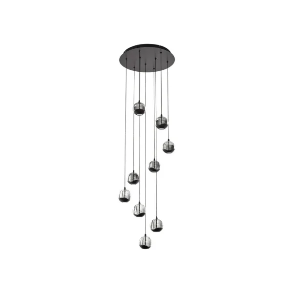 Lucande - Hayley LED-Hängelampe neunflammig schwarz Glas