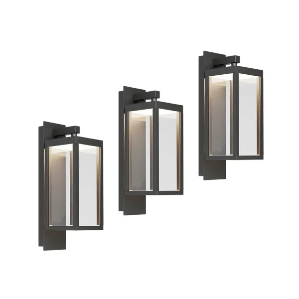 Lucande -  LED-Außenwandleuchte Ferdinand, 3er-Set, grau, 38 cm