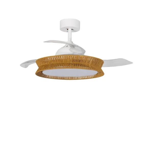 Lucande - Lineta LED Deckenventilator Weiß/Braun