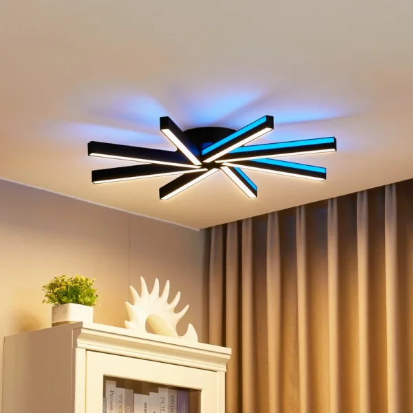 Lucande -  Smart LED-Deckenleuchte Tjado, Ø70 cm, schwarz, RGBW