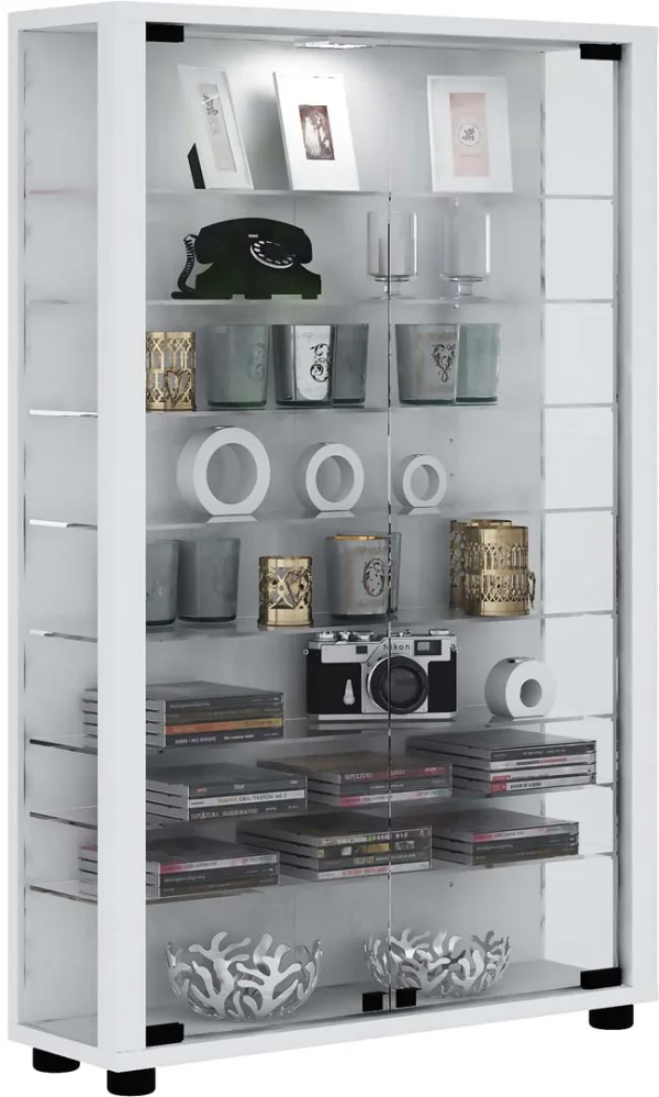 LumoMini Vitrinenschrank 2 Glastüren weiß.