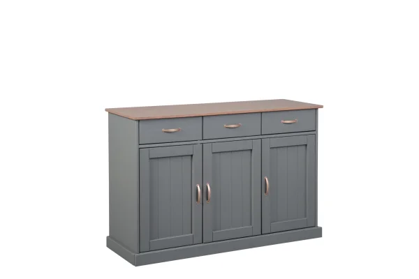 Luzerna Sideboard mit 3 Türen und 3 Schubladen Grau, Braun.